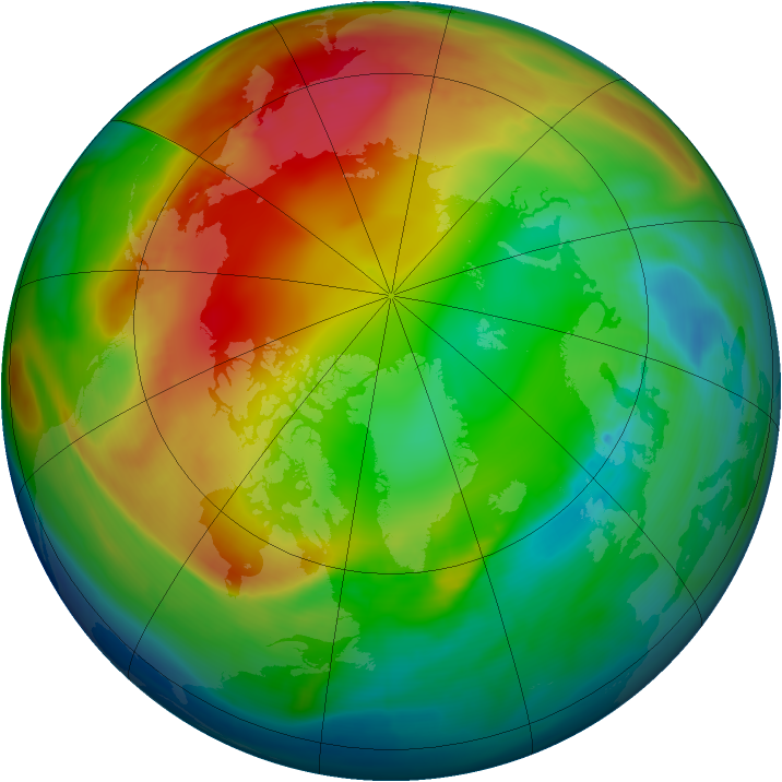Arctic ozone map for 25 January 2008